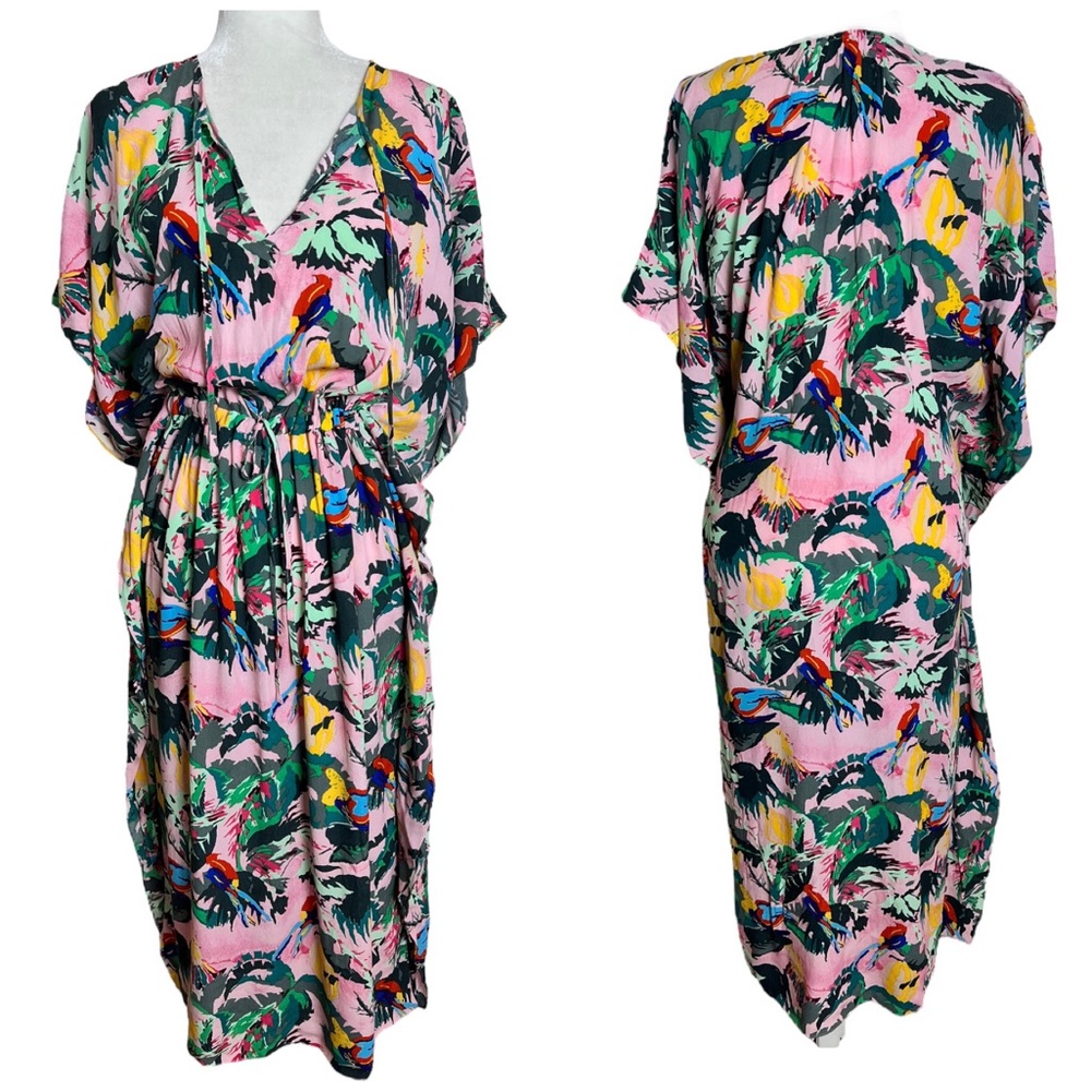 & Other Stories Tropical Print Midi Kaftan Dress Size Small